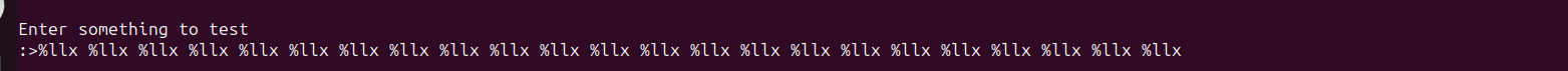 Entering multiple %llx format specifiers to leak stack values