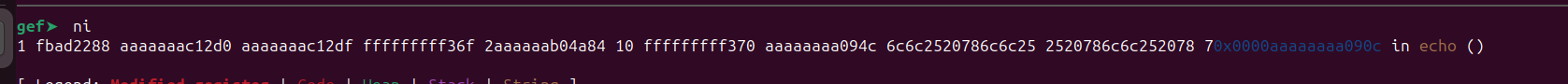Leaked hexadecimal values printed on screen after format string exploit