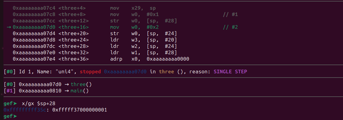 Memory location overwritten with value 1 replacing previous 200