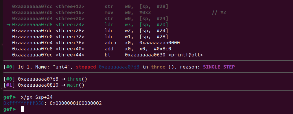 Memory location overwritten with value 2 replacing previous 300