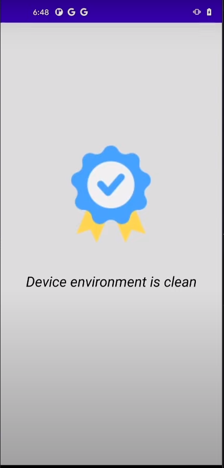 Root Detector app displaying clean environment status after bypassing all checks