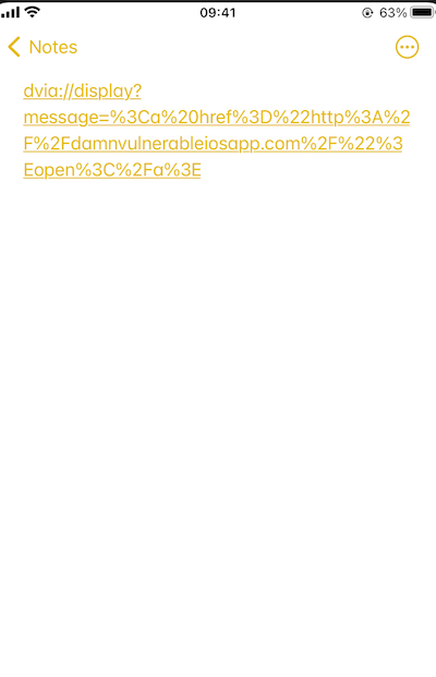 HTML injection deep link payload with percent-encoded malicious href parameter