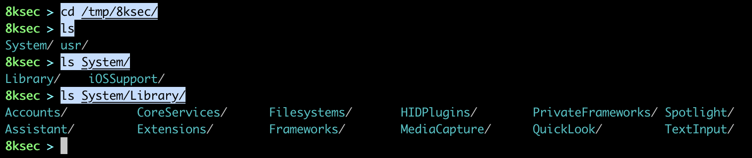 Terminal showing examination of extracted dylib output file from the dyld_shared_cache