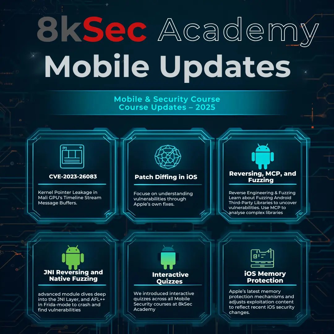 Mobile Security Course Updates in 2025 at 8kSec Academy