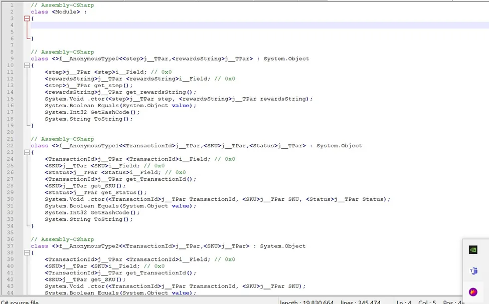 Frida il2cpp-bridge plugin output showing dumped C# method names and signatures