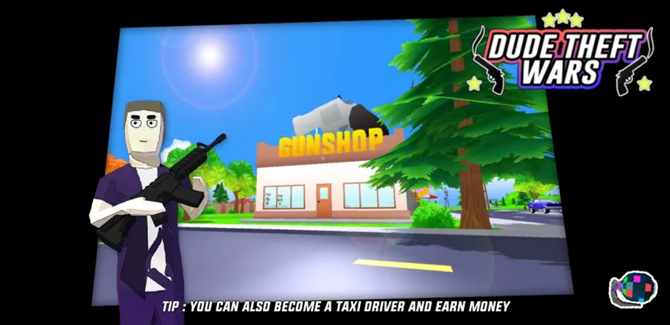 Dude Theft Wars loading screen while Frida script with Bank class hook is attached