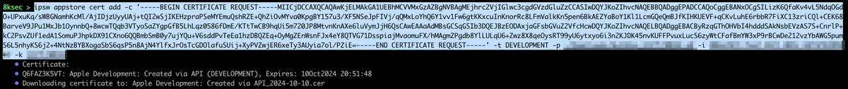 IPSW appstore cert add command uploading a new signing certificate
