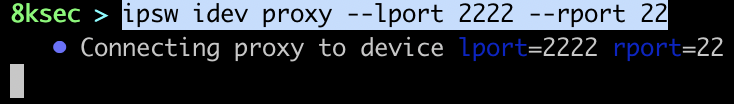 IPSW idev proxy command establishing a USB proxy connection for debugging a connected iOS device
