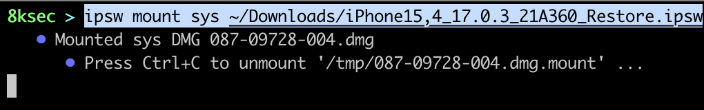 IPSW mount sys command mounting the system partition from an IPSW