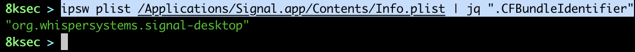 IPSW plist file output piped through jq for formatted JSON viewing of a property list