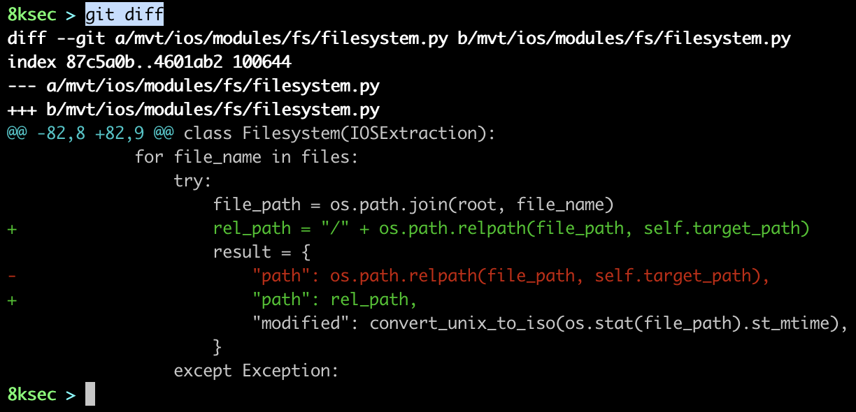 mvt code diff