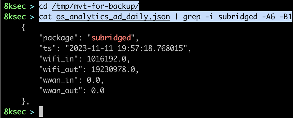 mvt OS analytics output