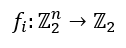 Boolean function formula fi returning 0 or 1 for each bit in the S-Box