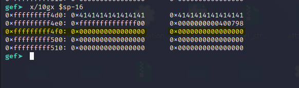 Stack showing address where x21 will be loaded from