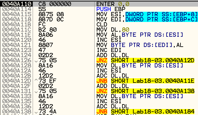 OllyDbg section hop result landing on false-positive code without null bytes or section jump