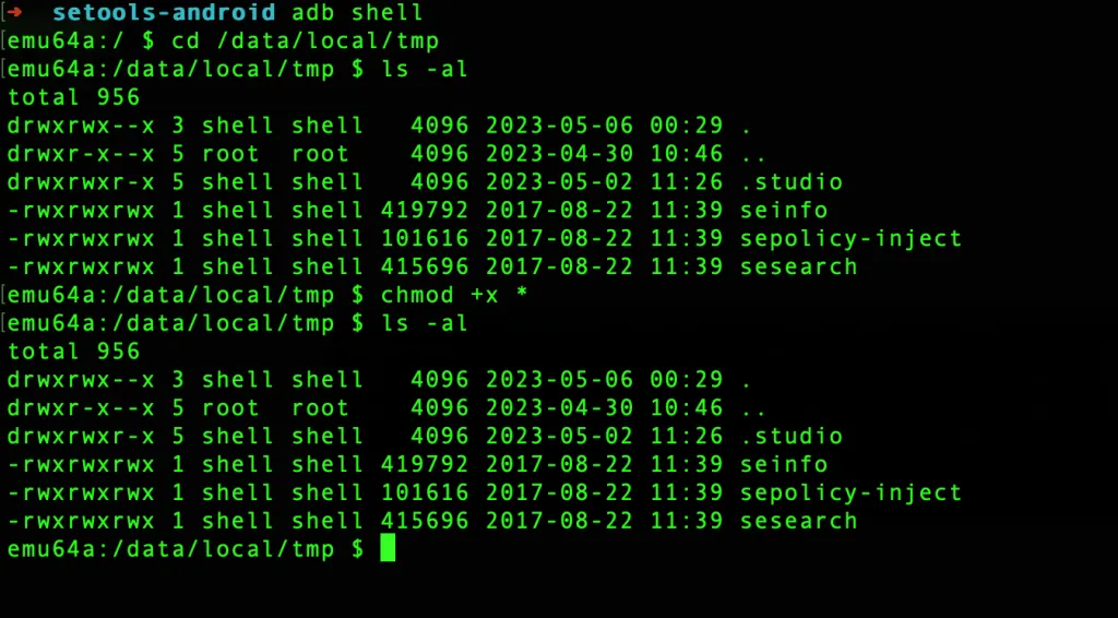 Making setools-android binaries executable on the device