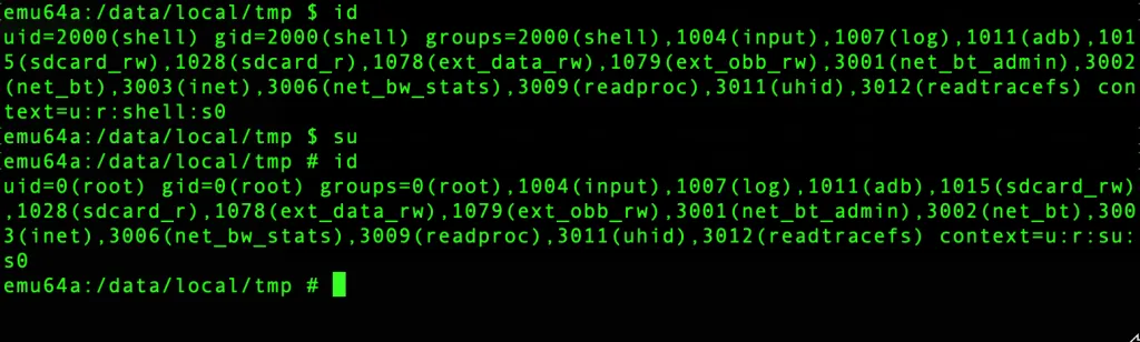 Switching to root shell on Android device