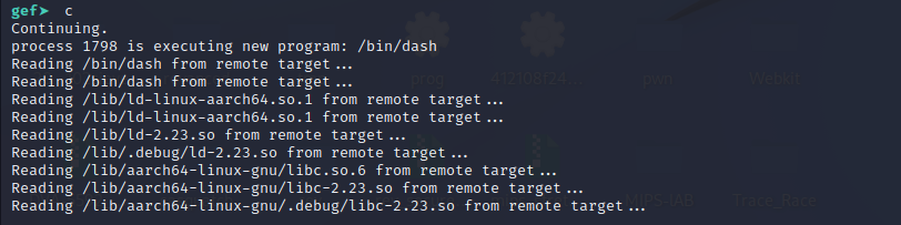 New process created by shellcode execution inside GDB