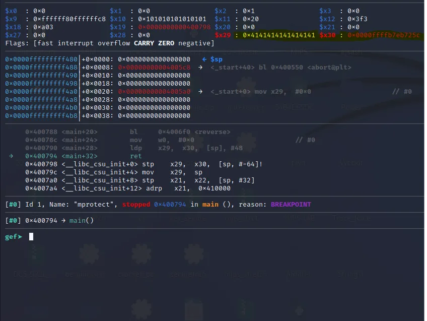 Registers x29 and x30 updated after ldp instruction